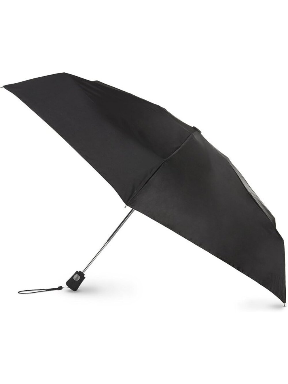 Totes Traveler Black Compact Automatic Open Close Folding Rain Umbrella